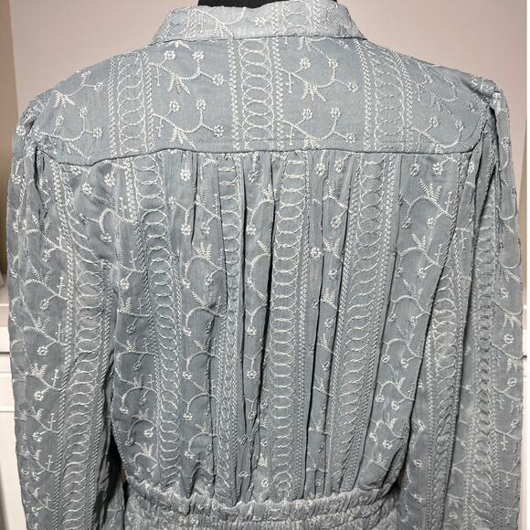 Baltic Born Blue Gray Sz XL Harmony Embroidered Dress Cottagecore Boho Romantic - Picture 9 of 14